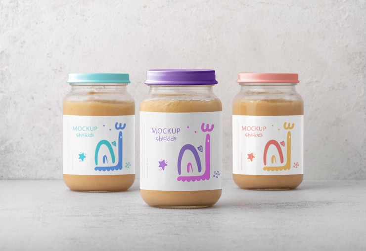PSD jars with nutritious baby food arrangement