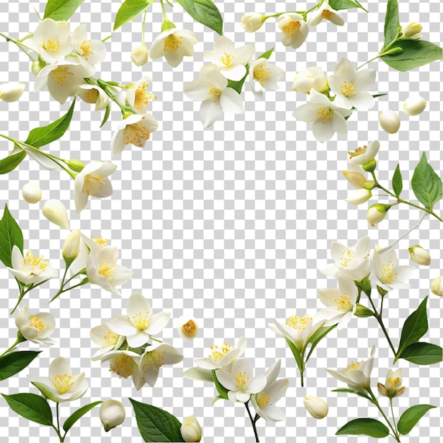 Jasminblumen von oben mit isolierter Kopierfläche auf durchsichtigem Hintergrund