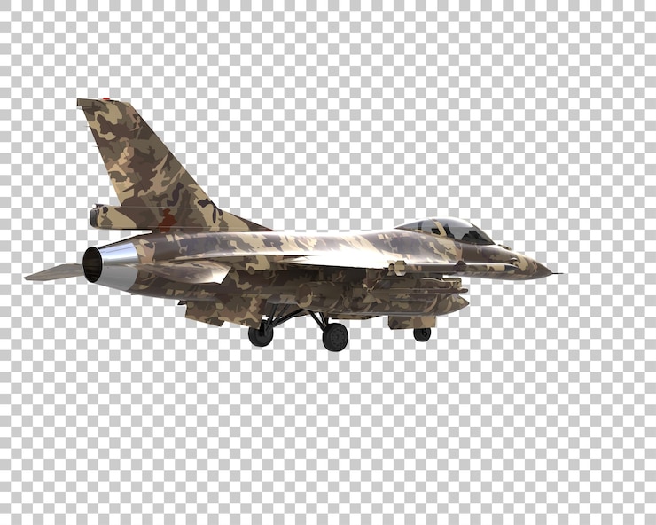PSD jato de caça isolado no fundo ilustração de renderização 3d