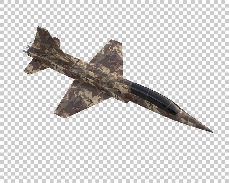 PSD jato de caça isolado no fundo ilustração de renderização 3d