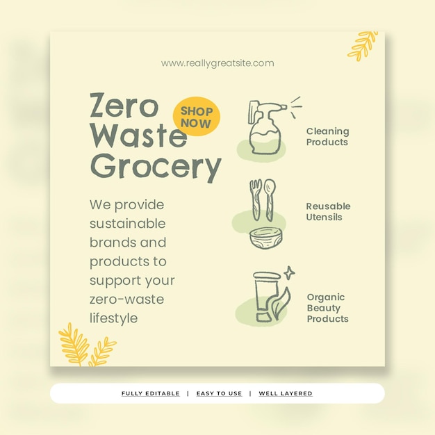 Jaune Délavé Illustrative Organic Zero Waste Shop Instagram Post