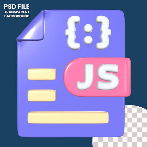Javascript-Datei mit 3D-Illustrations-Symbol