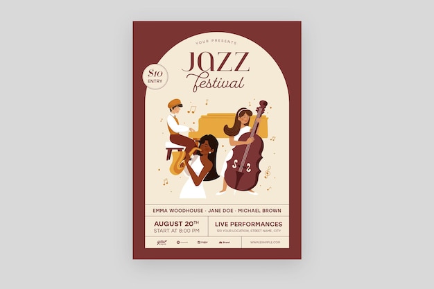 PSD jazz night festival flyer-vorlage in psd