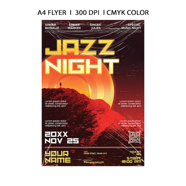 PSD jazz-night-party-flyer