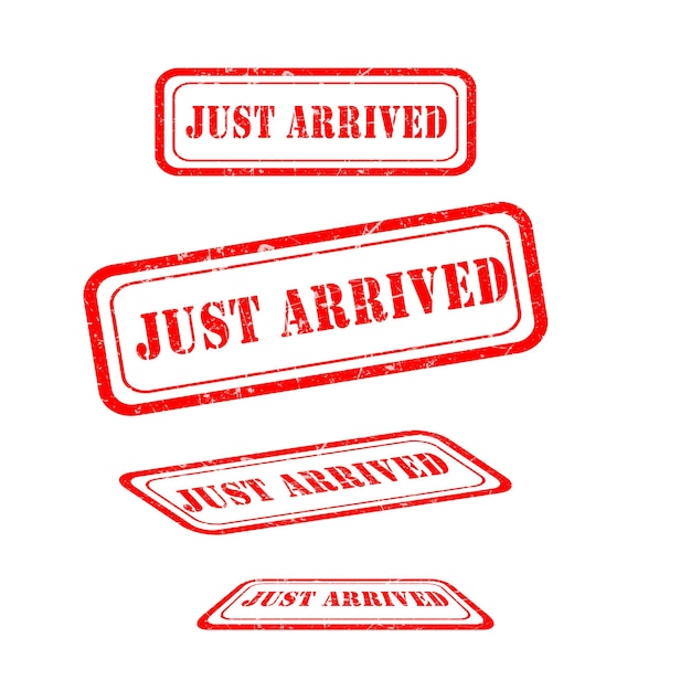 Je viens d'arriver Red Rubber Stamp Set Nouvelle arrivée Vintage Grunge Étiquette