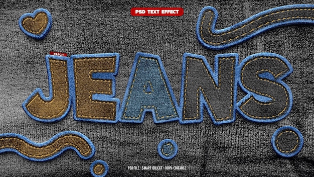 Jeans 3D-bearbeitbare Texteffekt