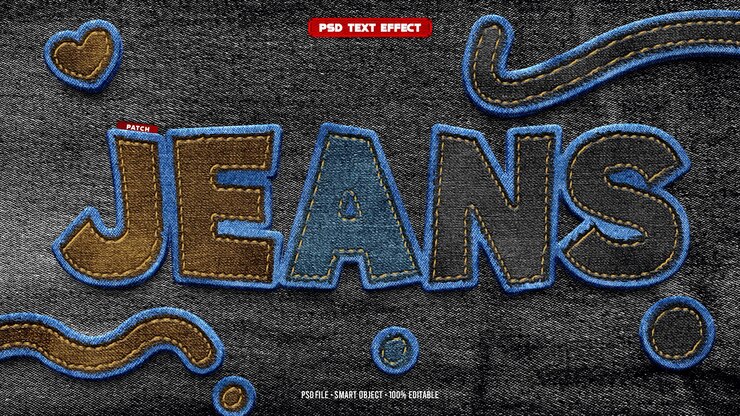 PSD jeans 3d editable text effect