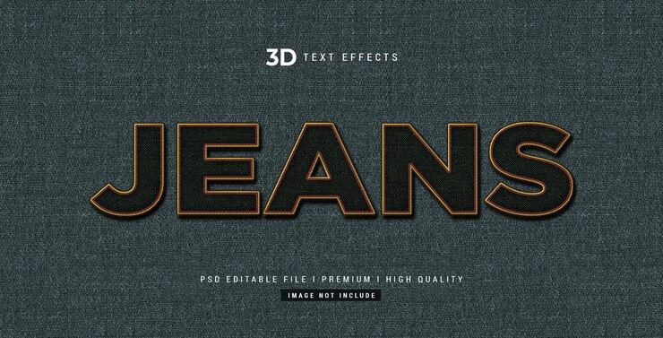 PSD jeans 3d estilo de texto efecto mockup plantilla