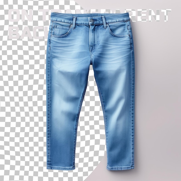 PSD jeans bleus électriques affichés sur un fond transparent