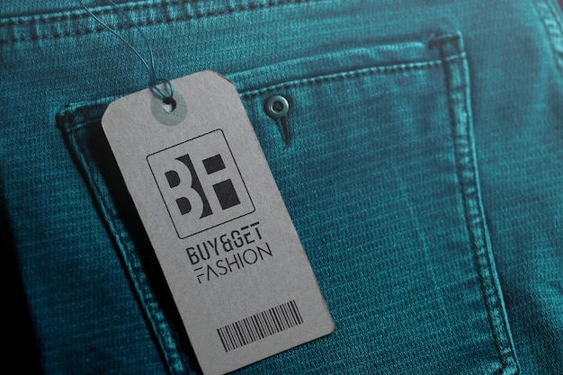 PSD jeans de etiqueta de maquete de logotipo