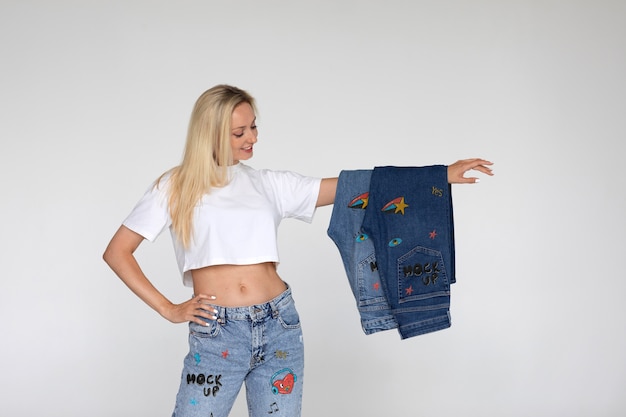 PSD jeans mit stickerei-modell