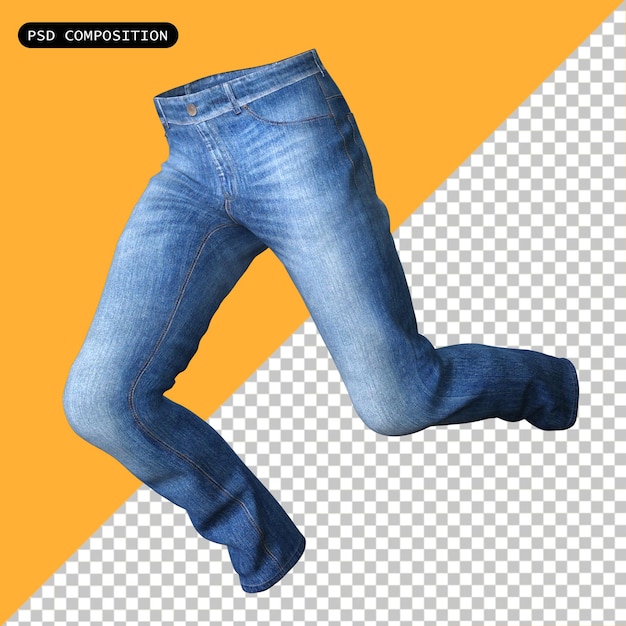 PSD jeans de mode masculin tissu isolé 3d render illustration