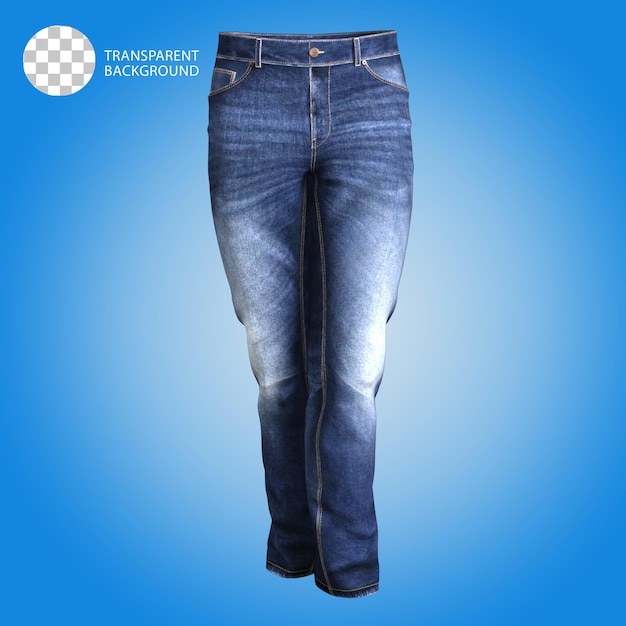 Jeans Pantalones masculinos Moda Tela aislada Ilustración de renderizado en 3D