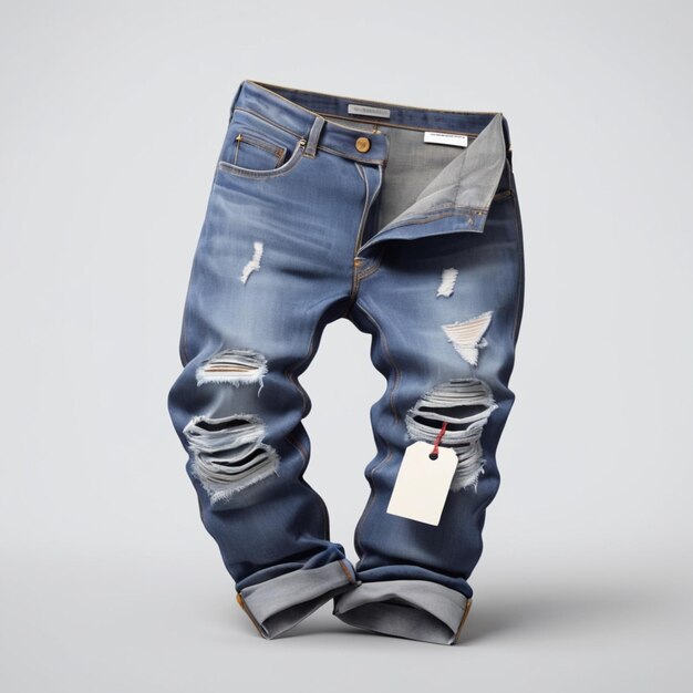 PSD jeans rasgados en psd sobre un fondo blanco