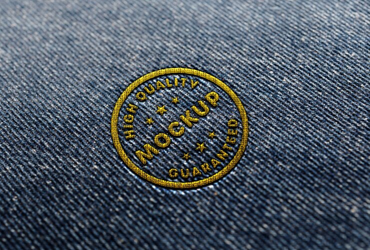PSD jeans stickerei mock-up nahaufnahme
