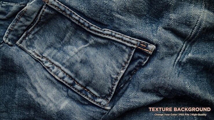 PSD jeans textura de tela de primer plano enfoque sólo un punto papel tapiz de fondo azulado suave