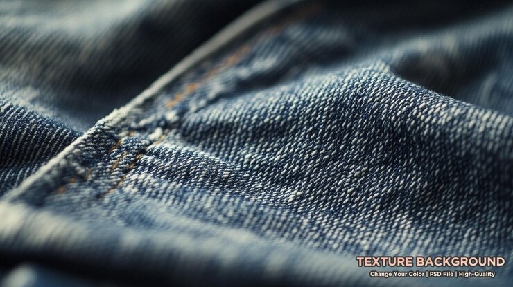 PSD jeans textura de tela de primer plano enfoque sólo un punto papel tapiz de fondo azulado suave