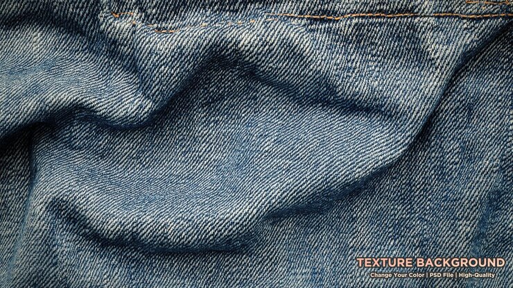 PSD jeans textura de tela de primer plano enfoque sólo un punto papel tapiz de fondo azulado suave