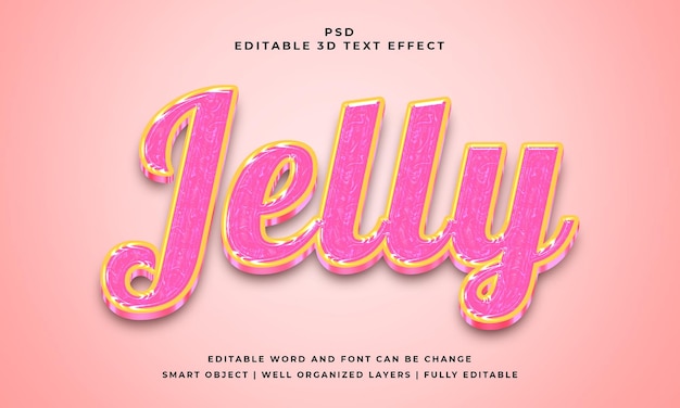 Jelly 3d effetto testo psd modificabile con sfondo