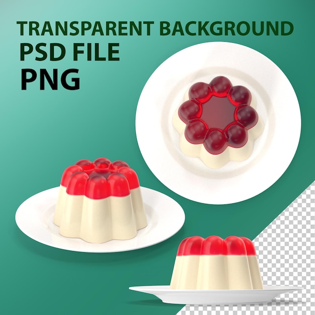 PSD jelly pudding leche de cereza en el plato png