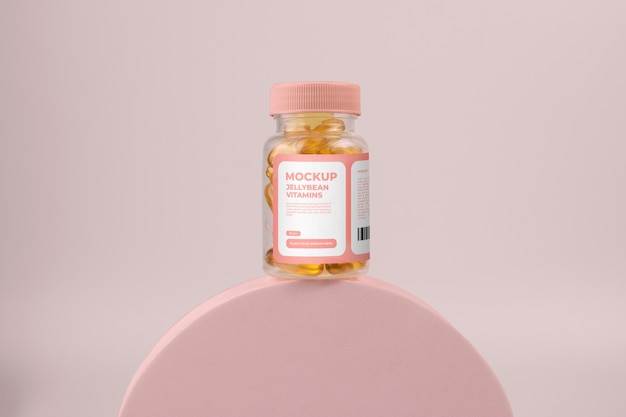 Jellybean-vitaminglas-mockup-design