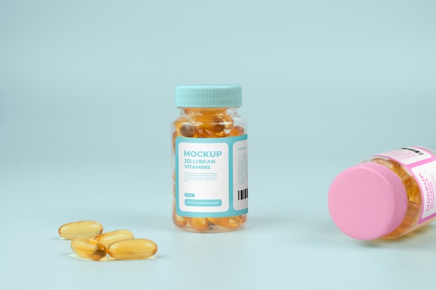 PSD jellybean-vitaminglas-mockup-design