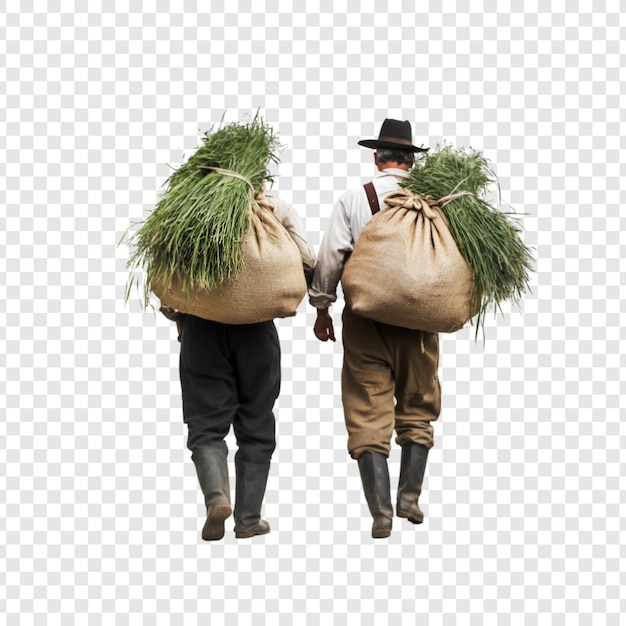 jemand trägt Gras für das Vieh