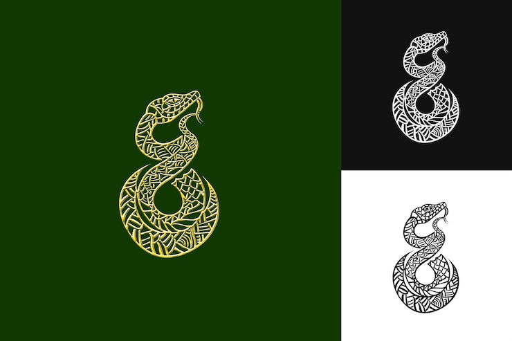 PSD jengibre espiral con motivos de bobina de python y diseño vectorial de ilustración creativa de íconos deconstruidos