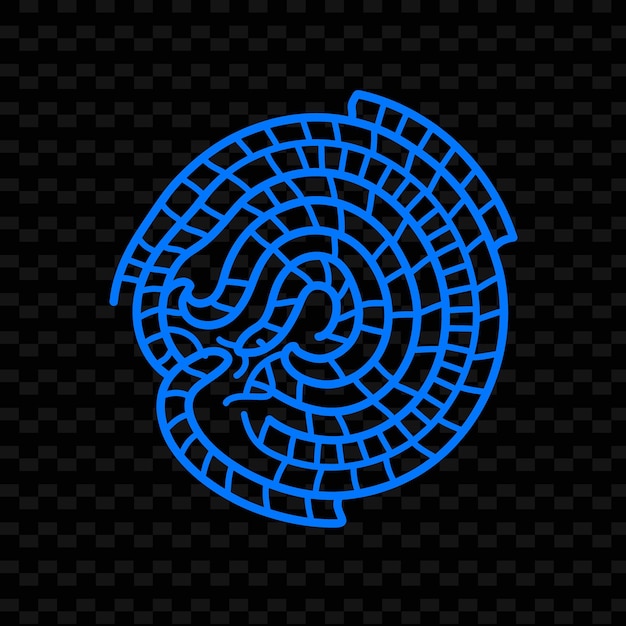 Jengibre en espiral png con motivos de bobina de pitón y contorno de icono deconstruido de hojas animales y tropicales