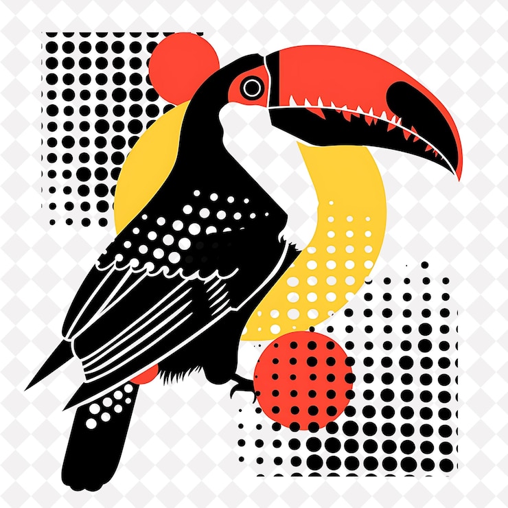 PSD jengibre rojo con patrones de pico de tucano y gráficos limpios con diseño vectorial de ilustraciones creativas
