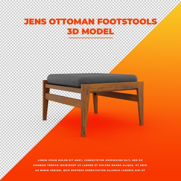 Jens ottoman footstools modelo 3d isolado