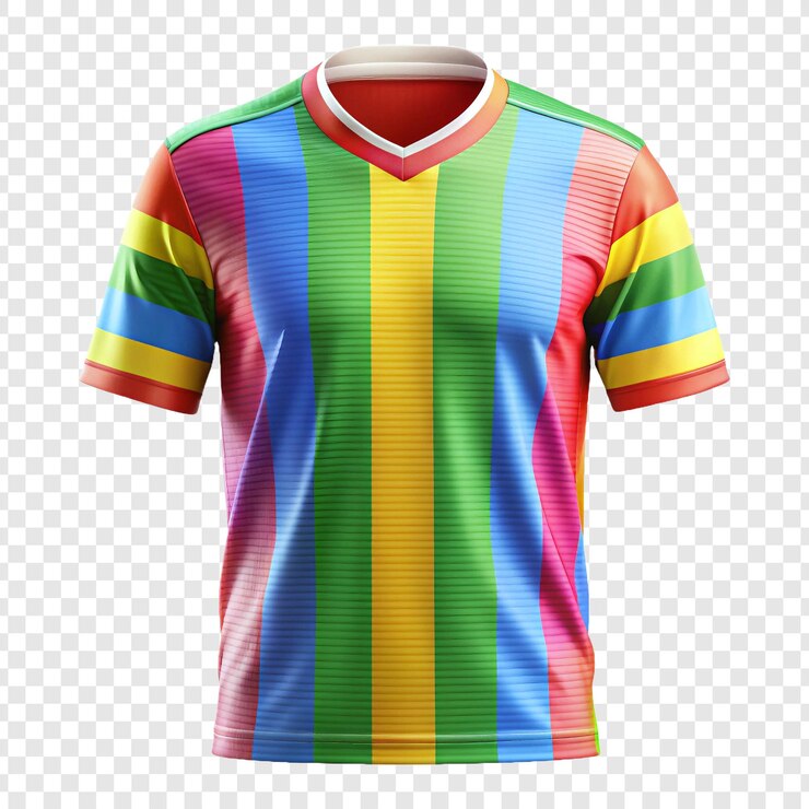 PSD un jersey colorido con una franja de arco iris en él