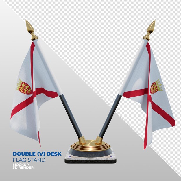 Jersey réaliste 3d texturé double support de drapeau de bureau pour la composition