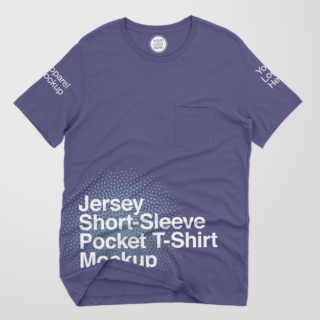 Jersey shortsleeve pocket tshirt mockup