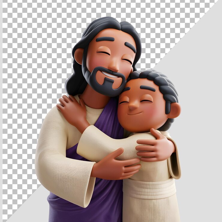PSD jesús animado en 3d sobre un fondo transparente