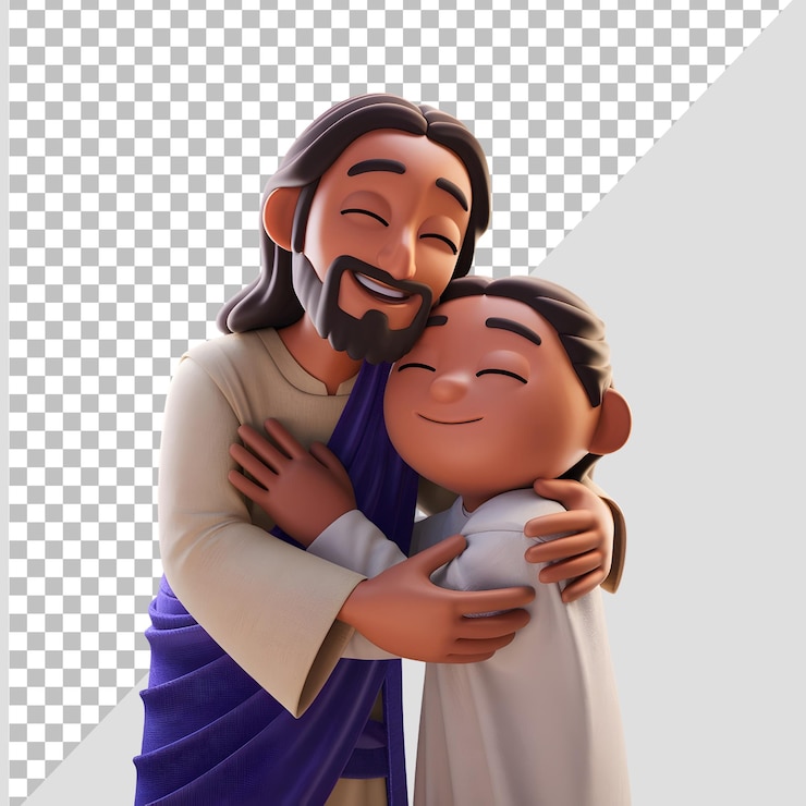 PSD jesús animado en 3d sobre un fondo transparente