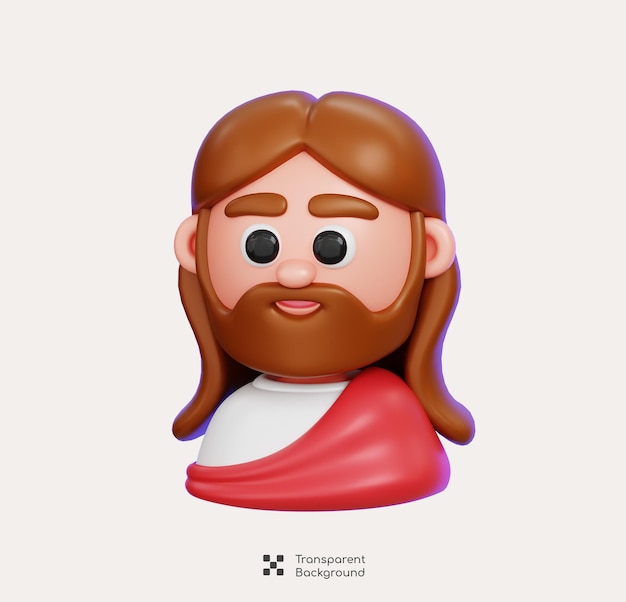 Jesus Cristo personagem de desenho animado bonito isolado ilustração de renderização 3D