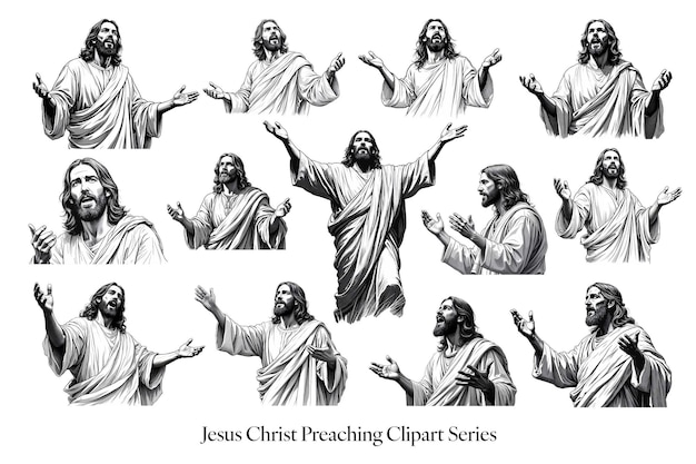 Jesus pregando Clipart Colecção Gráficos Cristãos Estudo da Bíblia Adoração em Photoshop PSD