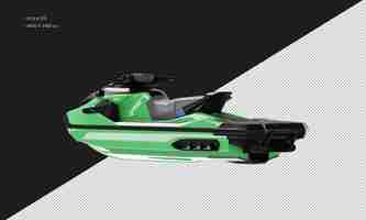 PSD jet acuático deportivo verde brillante realista aislado desde la vista trasera izquierda