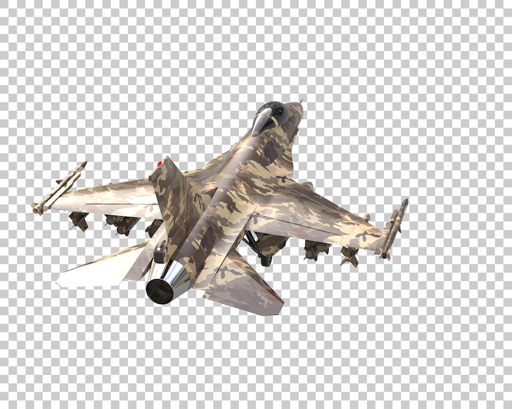 PSD jet de combate aislado en el fondo ilustración de renderización 3d
