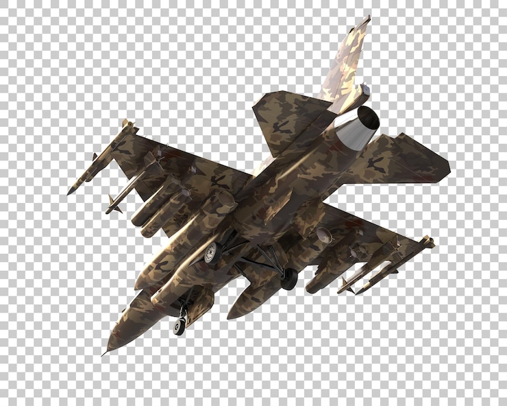 PSD jet de combate aislado en el fondo ilustración de renderización 3d