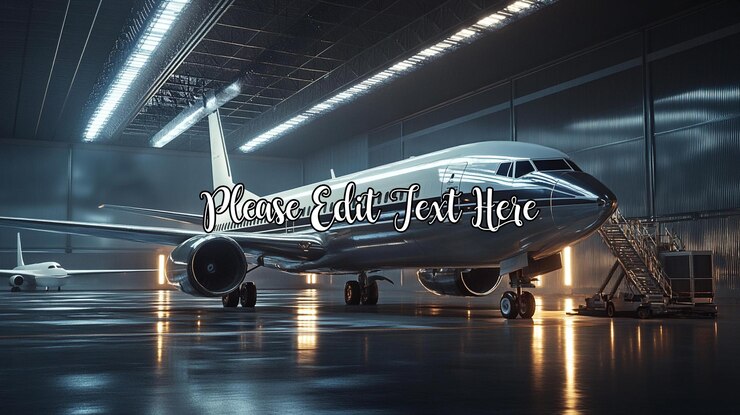 PSD jet privado estacionado en un hangar por la noche