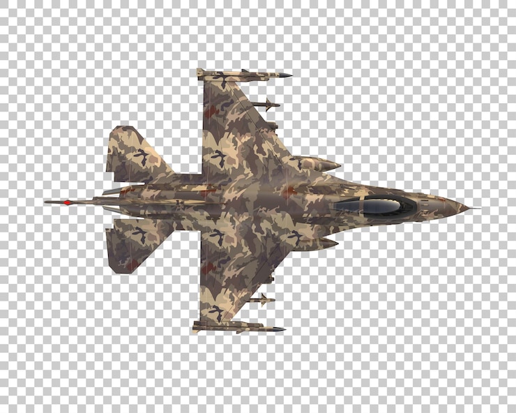 PSD jet tempur terisolasi pada ilustrasi rendering 3d latar belakang