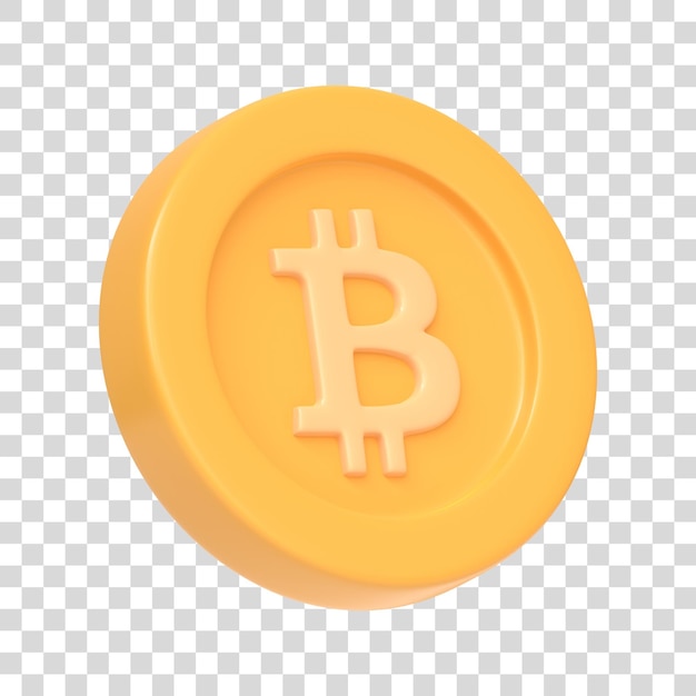Jeton Bitcoin isolé sur fond blanc icône 3D signe et symbole dessin animé style minimal rendu 3D