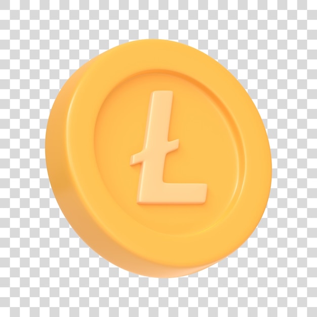 Jeton Litecoin isolé sur fond blanc signe d'icône 3D et symbole style minimal de dessin animé