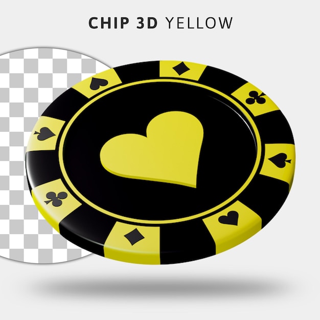 PSD jetons de casino jaunes 3d sur fond transparent