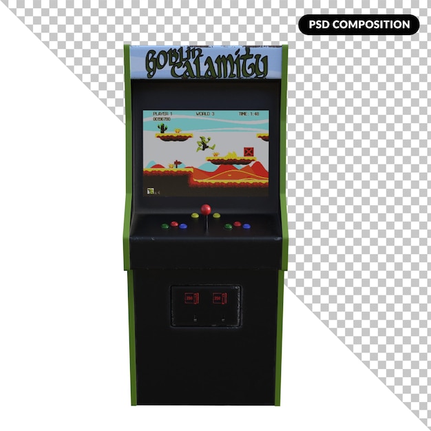 PSD jeu d'arcade rendu 3d isolé classique