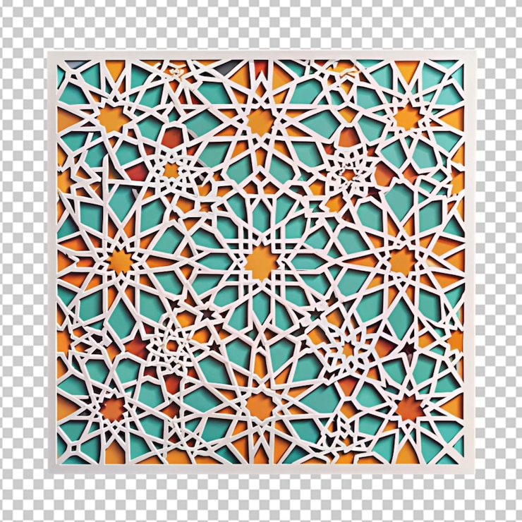 PSD jeu de cartes décoratives pour la coupe géométrique arabe sur fond transparent