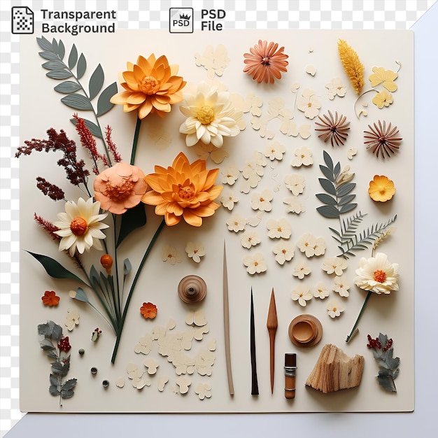 PSD jeu de collections de puzzles transparents avec une variété de fleurs colorées, y compris des fleurs rouges, bleues, jaunes et blanches