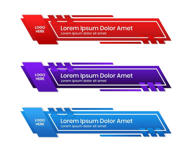 jeu de couleurs de gradient de troisième conception inférieure moderne de bannières pour le fichier psd de conception d'élément